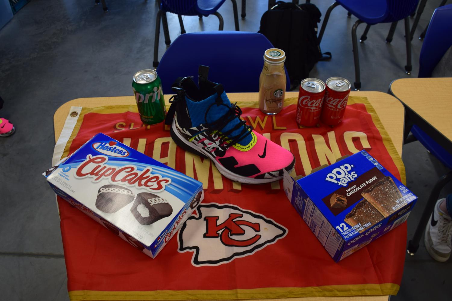 Brand logos and names abound celebrating the Kansas City Chiefs berth in the 2023 NFL Superbowl. Brands make use of the most viewed sports event of the year to advertise their products.