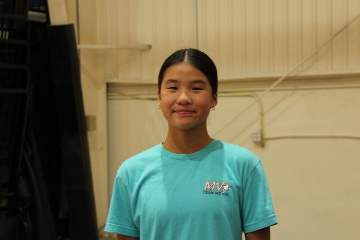 7th grader Melinda Zhang smiles confidently in the Gym during PE. In addition to being a supreme swimmer, Zhang is a beast at Sprout Ball. 